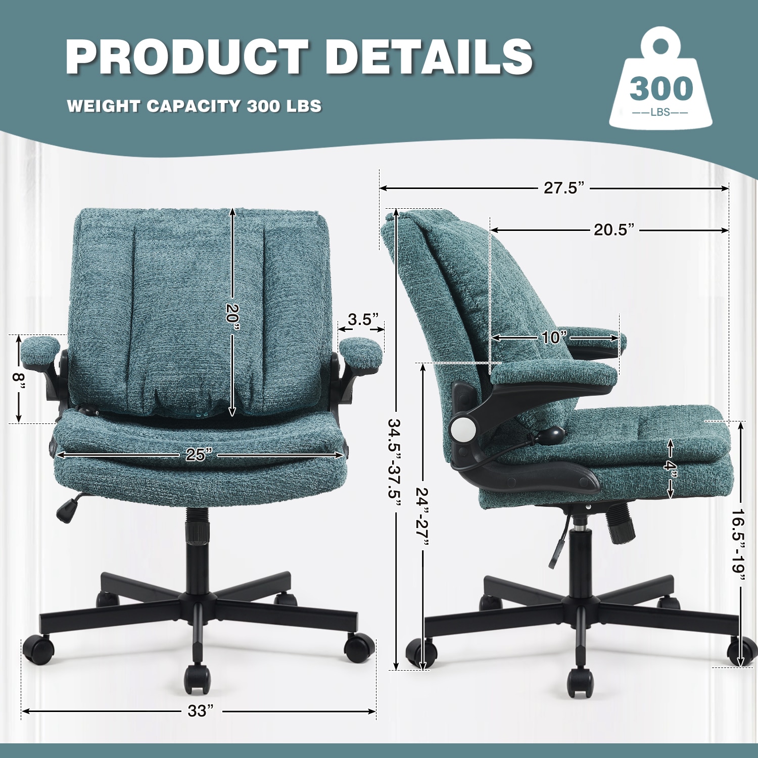 Ergonomic Office Chair With Airbag Lumbar Support And Flip Armrests_voghion.com